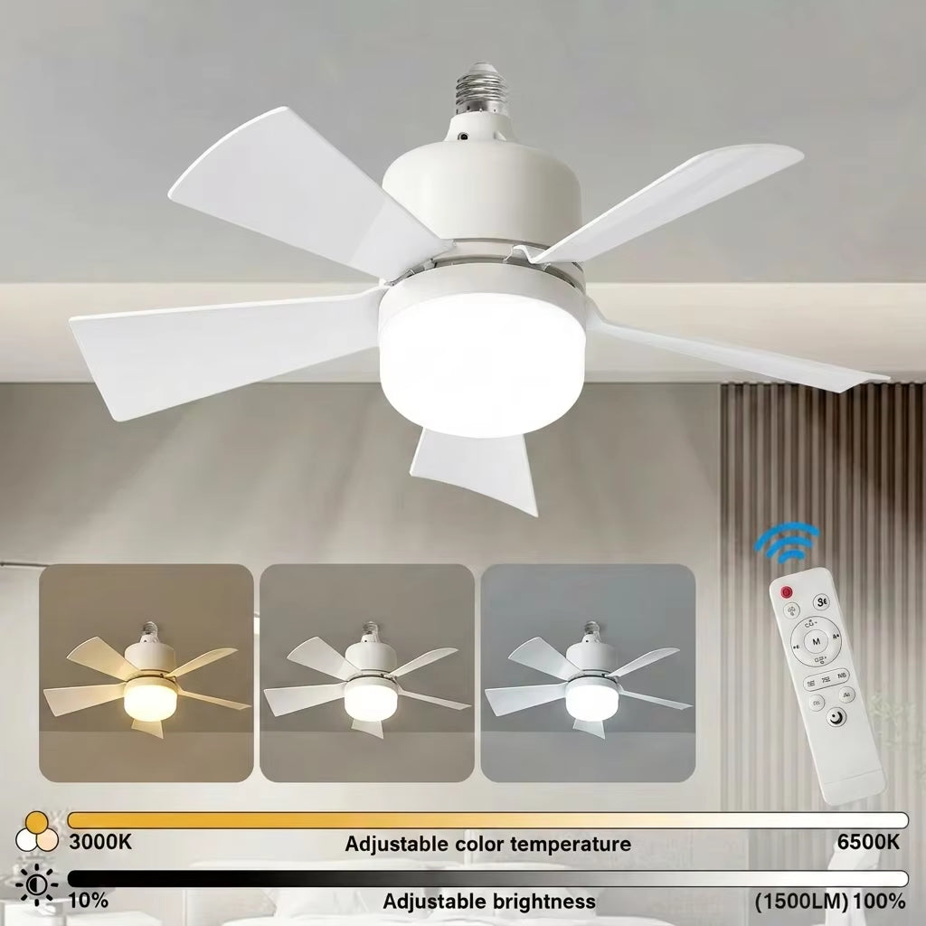 1 Pack 30W Ceiling Fan Lights with Remote Control Dimming LED Fan Light E27 Base Suitable for Living Room Kitchen Study Garage