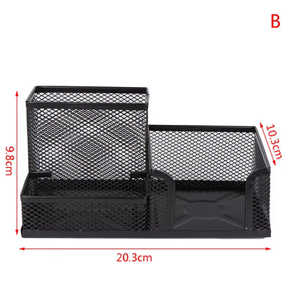 Desk Stationery Organizer Creative Metal Pen Holder Pencil File Storage Rack Storage Box Office Accessories Desktop Ornament