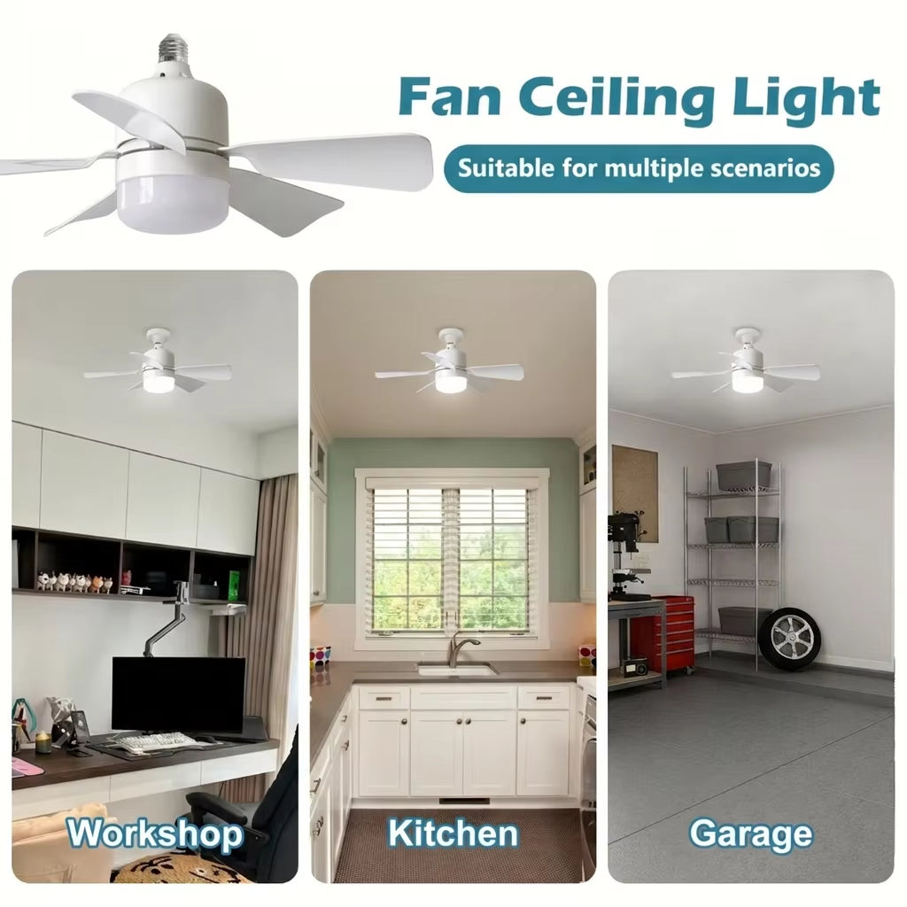 1 Pack 30W Ceiling Fan Lights with Remote Control Dimming LED Fan Light E27 Base Suitable for Living Room Kitchen Study Garage